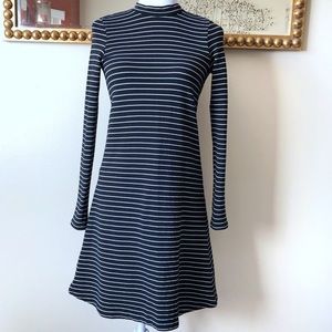 Spirit Cotton Blend High Neck Striped A-line Dress